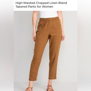 High wasted linen pants - dark brown / tan